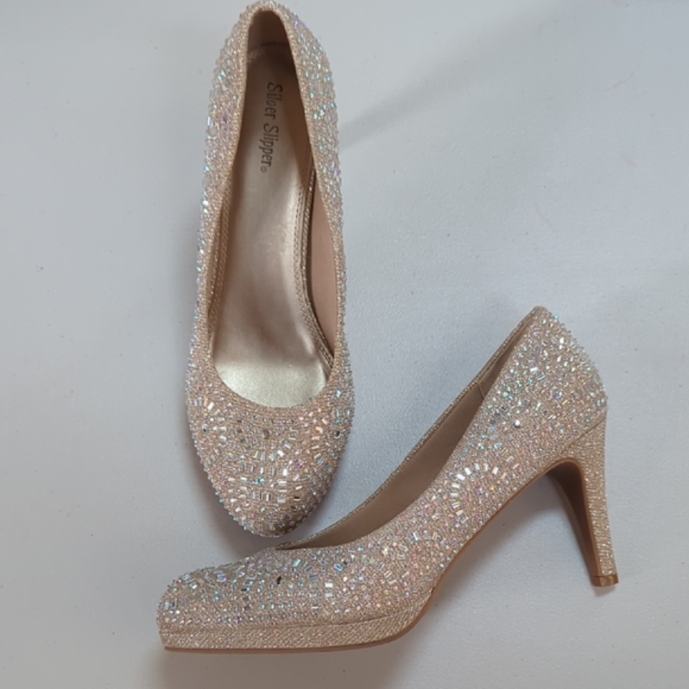 New Star Steps Glittering Cream Heels